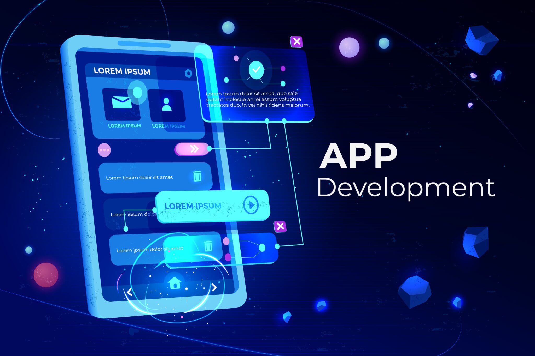 Cross-platform app development with React Native or Flutter.