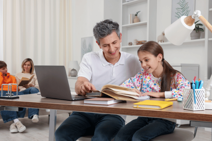 Parent searching for schools online on phone