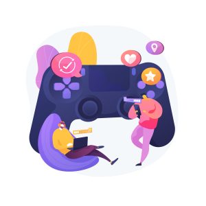 Cross-platform play abstract concept vector illustration. Remote games play, cross-platform online multiplayer, support any console, universal video game, all platform access abstract metaphor.