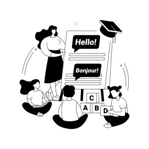 Bilingual immersion program abstract concept vector illustration. Early education program, foreign language elementary schooling, bilingual preschool, immersion teaching method abstract metaphor.